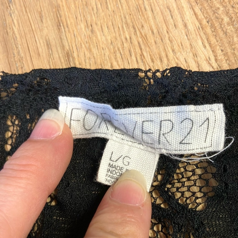 Y2k vintage Forever 21 women’s Black Lace top Blouse Size:L juniors - Picture 7 of 8